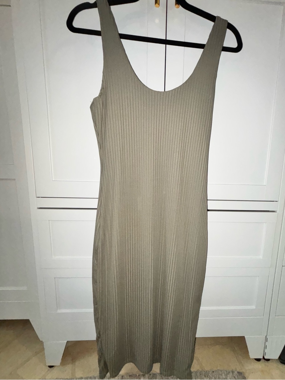 Heart & Hips Double Lined Ribbed Bodycon Midi Dress - Olive